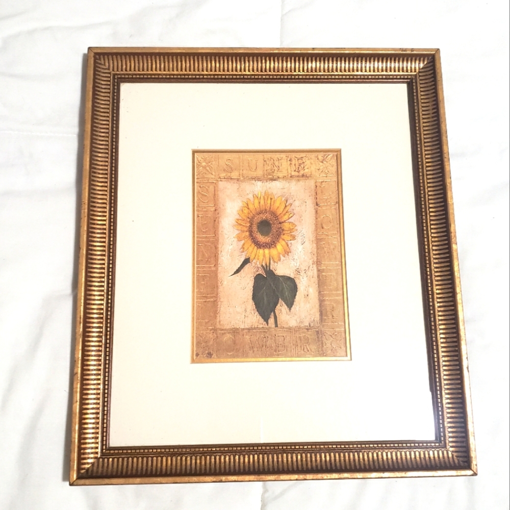 Framed Sunflower Print Wall Art